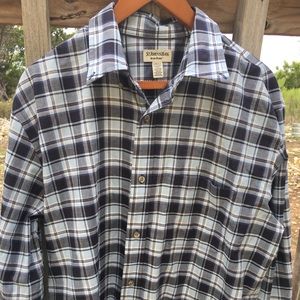 St. John’s Bay Iron-Free Blue Navy Plaid Button Down Top